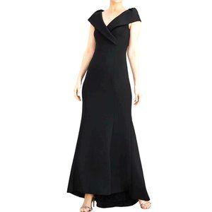 Jessica Howard Portrait Collar Gown black-Petite